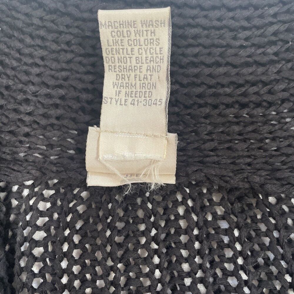 J Jill Cardigan Sweater M Black V Neck Single Button 100% Cotton, Shawl Collar - Picture 5 of 10